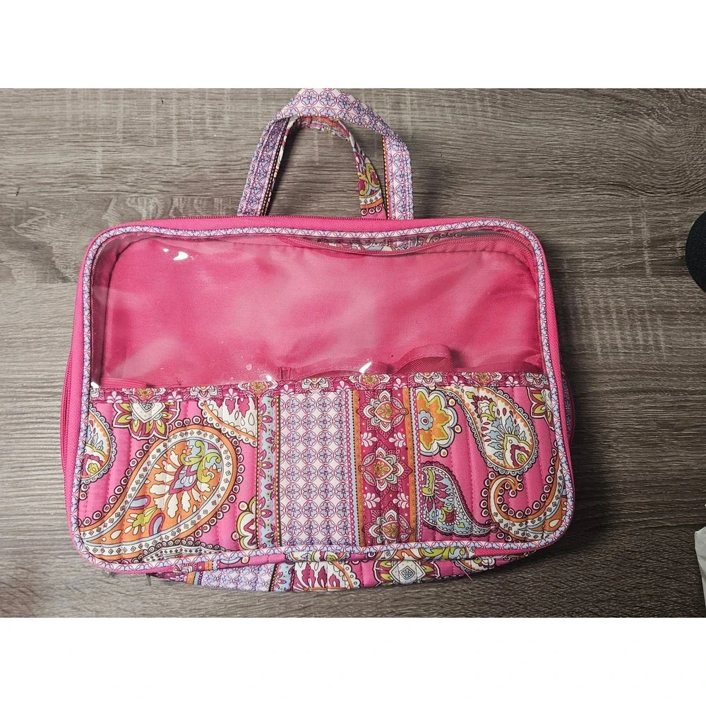 Modella Pink Paisley Quilted Makeup Bag Travel Organizer Cosmetic Case